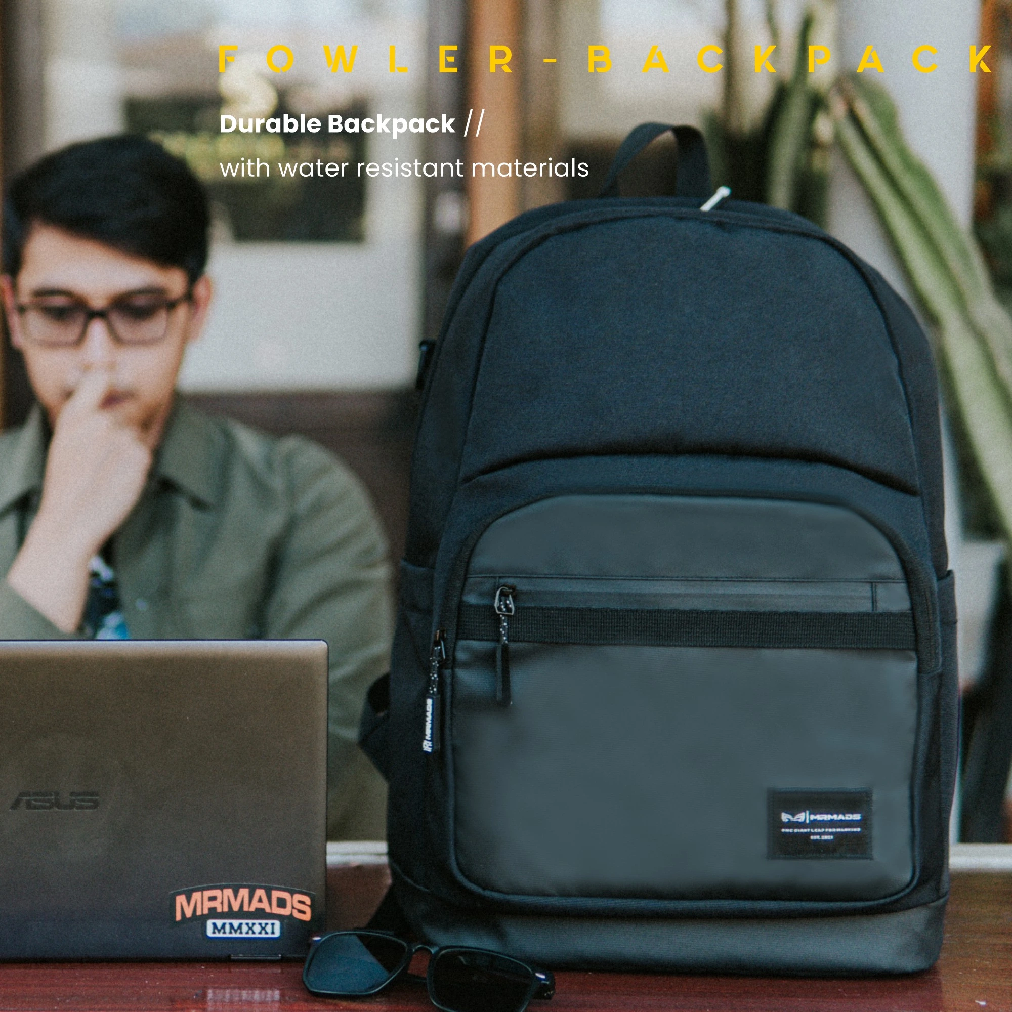 Mr Mads - Backpack FOWLER Tas Ransel Laptop Pria Wanita Tas Punggung Perempuan Tas Sekolah Tas Kuliah Tas Leptop 14-16 inch
