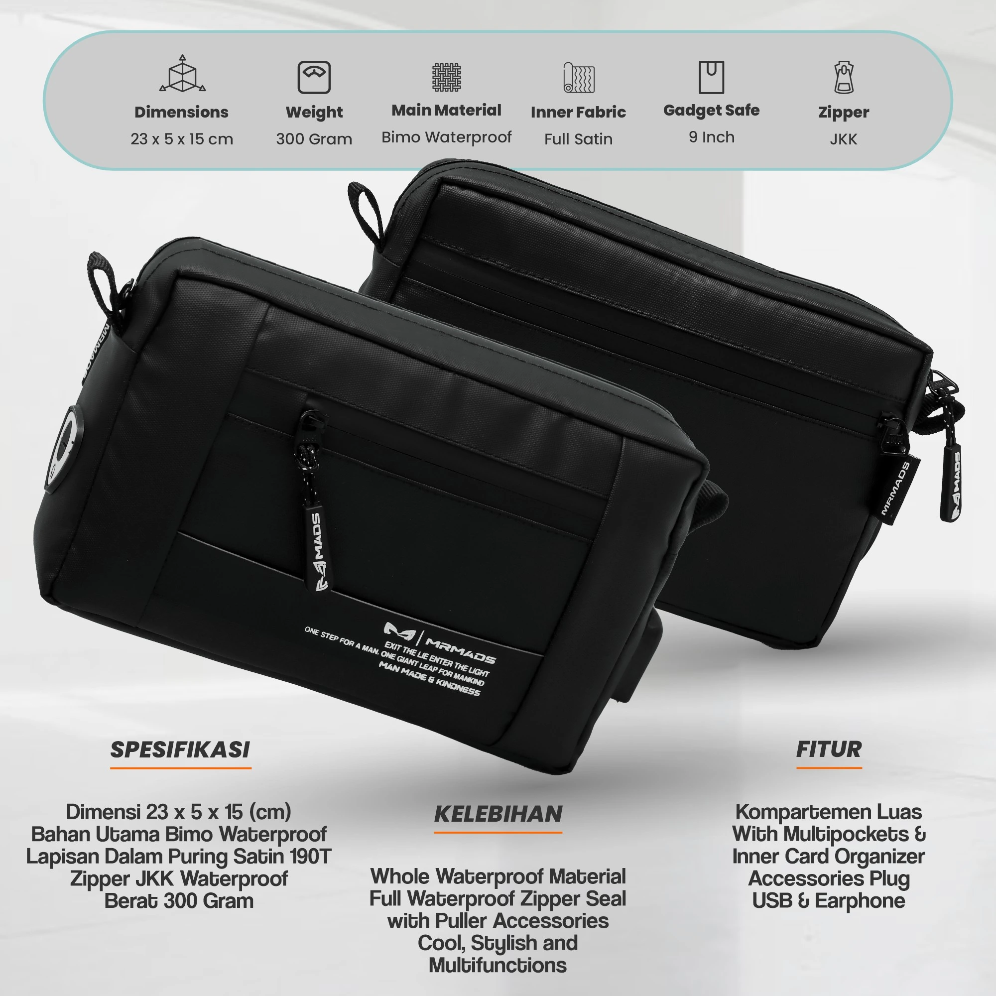 MR MADS - Tas Selempang Pria "KEPLER" Clutch Bag - Sling Bag Waterproof