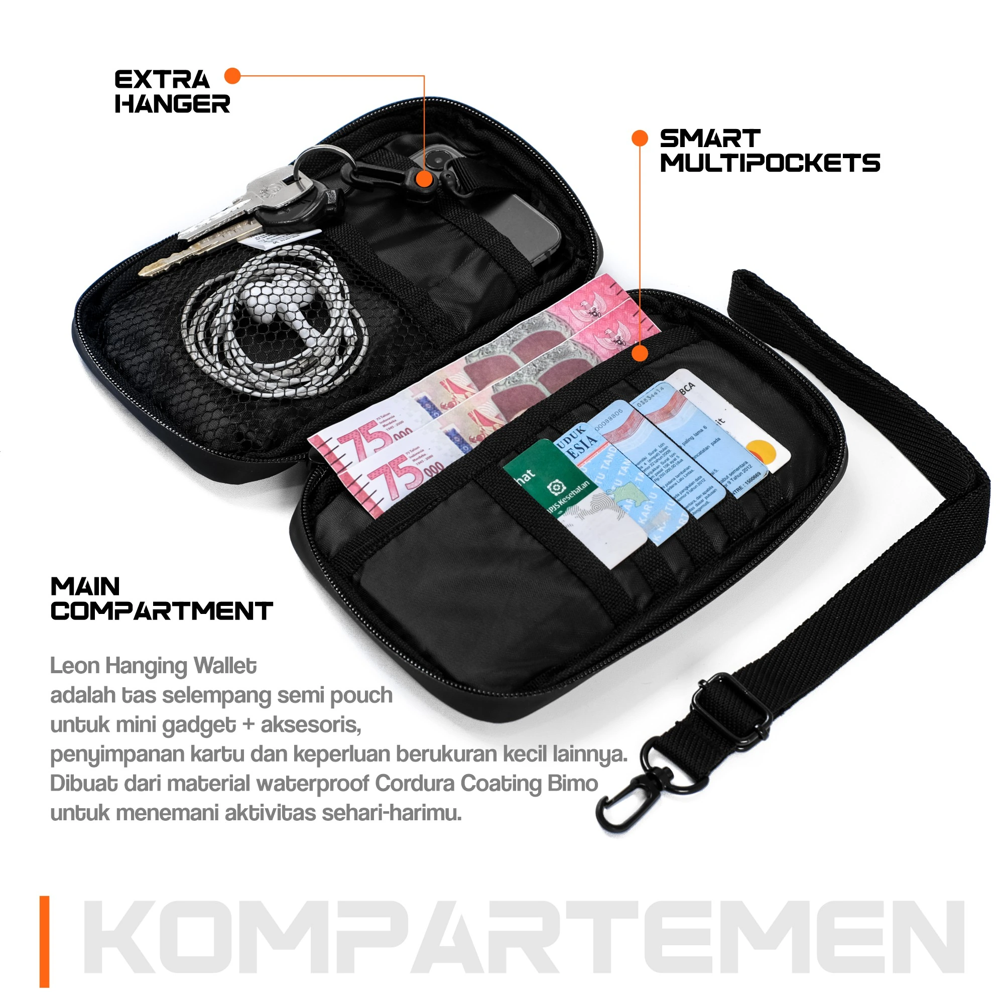 Mr Mads - Leon Hanging Wallet - Tas Selempang Pria Tas Hp Dompet Waterproof - Tas Slingbag Kecil